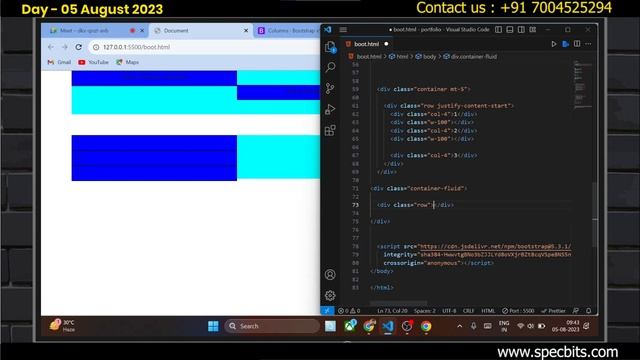 05 August 2023 | Layouts with Bootstrap part - 4 : Align, Justify, Order, and Nesting | SpecBits