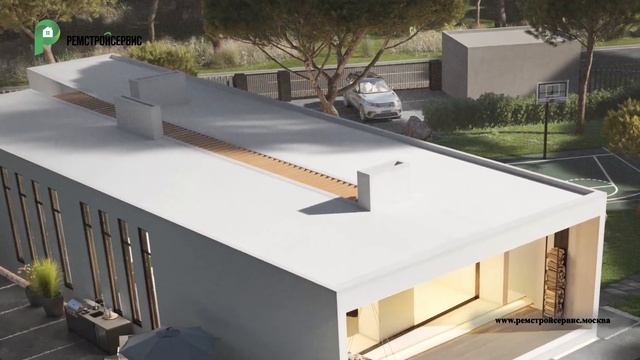 Проект дома в стиле минимализм. Эффектный дом с гаражом, бассейном и террасой. Архион V-150 смотреть онлайн