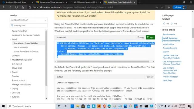 Install Azure PowerShell in Windows 10 and fix " Running scripts is disabled on this system” error смотреть онлайн