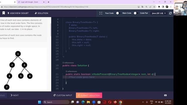 Is Node Present? || Binary Tree || coding ninjas || java