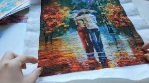 "Романтическая прогулка" от фирмы Золотое Руно. Финиш вышивки крестом и обзор процесса. Повтор виде