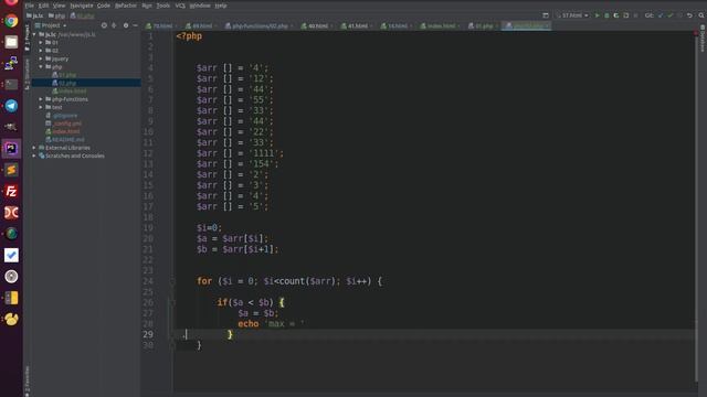 PHP Практика - Вывести максимальное число в массиве смотреть онлайн