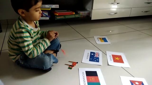 Shivansh playing the matching game of flags of the world