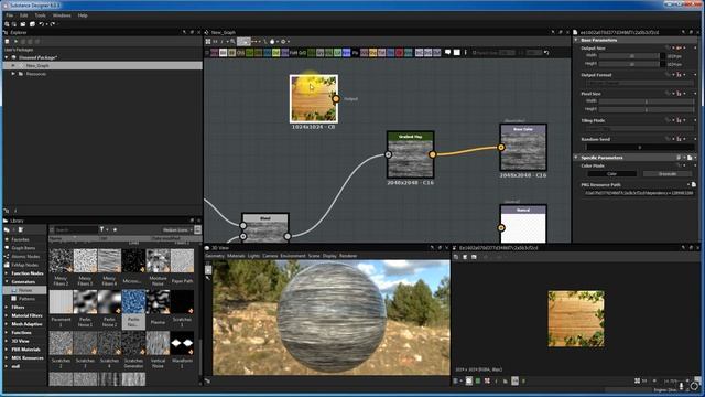 Substance Designer создание текстуры дерева часть 1