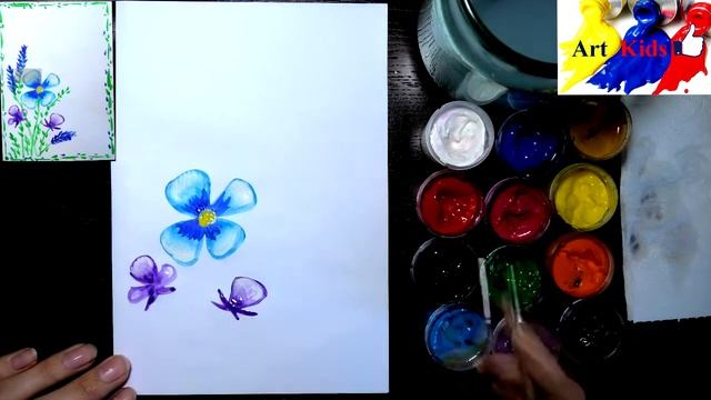 Рисуем весеннюю ОТКРЫТКУ ГУАШЬЮ для детей смотреть онлайн