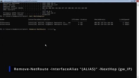 How to Remove Interface Gateway IP Address using PowerShell in Windows Server 2022 Core