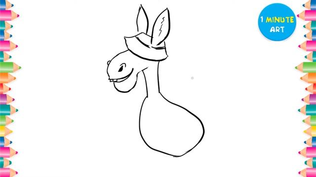 1 Minute Art - How to Draw Donkey