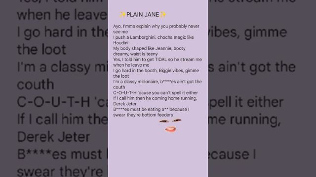 PLAIN JANE - NICKI MINAJ | #lyricsvideo #shortsbeta #plainjane #nickiminaj