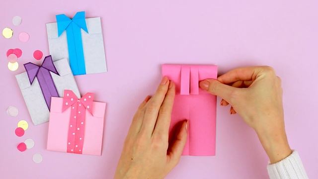 ОРИГАМИ ПОДАРОК ИЗ БУМАГИ | DIY ОТКРЫТКА СВОИМИ РУКАМИ | ORIGAMI BIRTHDAY CARD