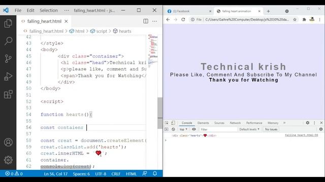 Falling Heart animation using pure HTML,CSS and Javascript.... смотреть онлайн