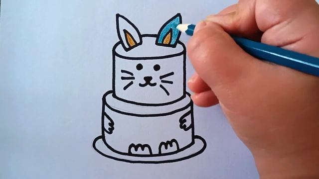 How To Draw A Cute Cat Birthday Cake смотреть онлайн