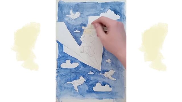 Рисуем бегемотика на бумажном самолётике смотреть онлайн