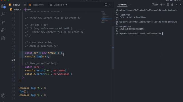 Error handling in JavaScript