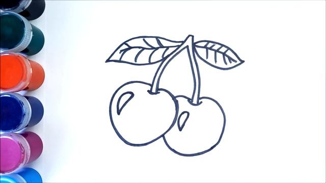 Как нарисовать вишню (черешню) | How to draw a cherry for kids | Сурет салу Шие