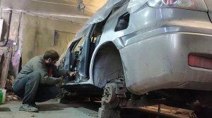 Покраска порога и заднего крыла.