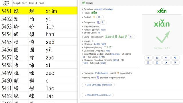 Chinese Characters Strokes 漢字筆順 SF System from 5441-5460