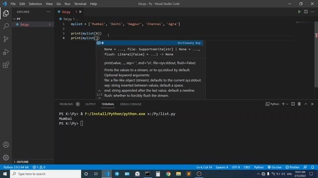 Accessing List Element in Python смотреть онлайн