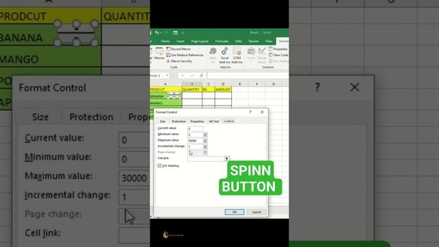 create a spinn button in excel