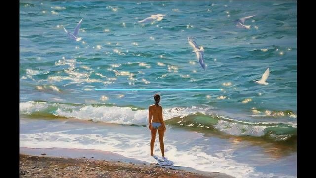 На пляже Черного моря.