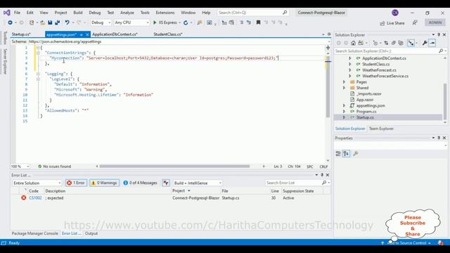 Blazor With Entity Framework Core PostgreSQL connection string смотреть онлайн