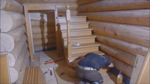 Изготовление лестницы в дом из сруба /ступенька48