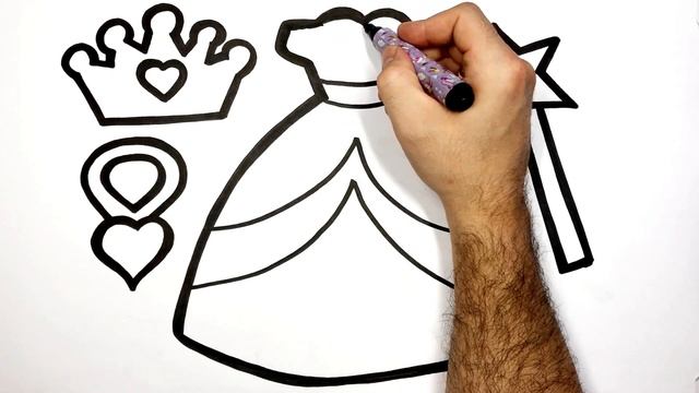 How to Draw and Color a Princess Dress Set for Kids and Toddlers смотреть онлайн