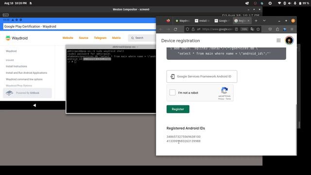 Waydroid in (x11) Pop!_Os 22.04 using Weston
