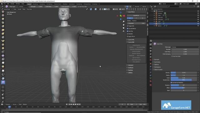 Creating and sewing cloth tunic in Blender