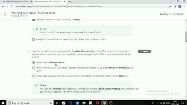 Coursera | Excel Skills For Business: Essentials All Quizzes Answers And Solutions