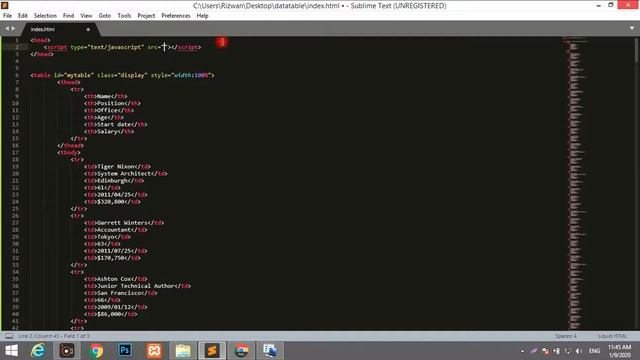 jquery datatables example with html and css in urdu
