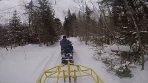 500 polaris widetrack,hatch snow drag, grooming tight woods trail northern maine