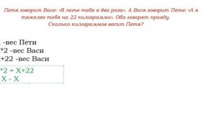 Петя говорит Васе:" Я легче тебя в два раза..."   ВПР по математике, 4 класс.