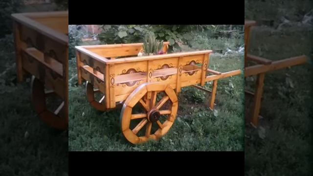 Деревянный декор своими руками. Телега декоративная.