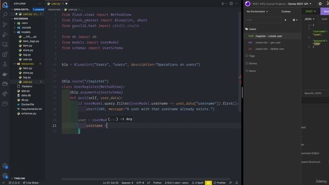 08 - User authentication with Flask-JWT-Extended -006 How to add a register endpoint to the REST API смотреть онлайн