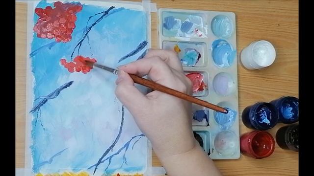 Зимние мотивы в живописи гуашью Творчество для души смотреть онлайн