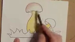 Как нарисовать Нow to draw гриб. Мультик-раскраска для маленьких