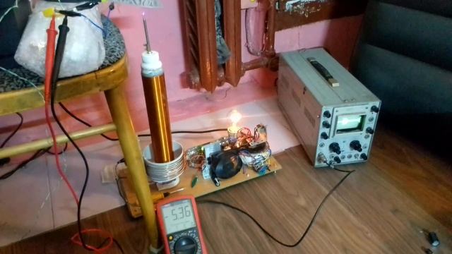 Радиантный эффект. Съём отрицательного напряжения с АМ тесла качера. Осциллограмма. Схема