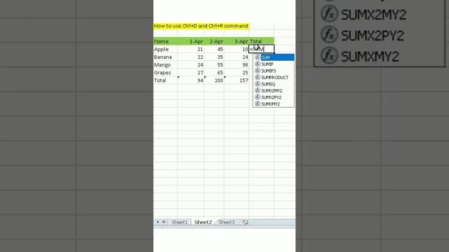 How to use Ctrl+D and Ctrl+R command in excel. смотреть онлайн