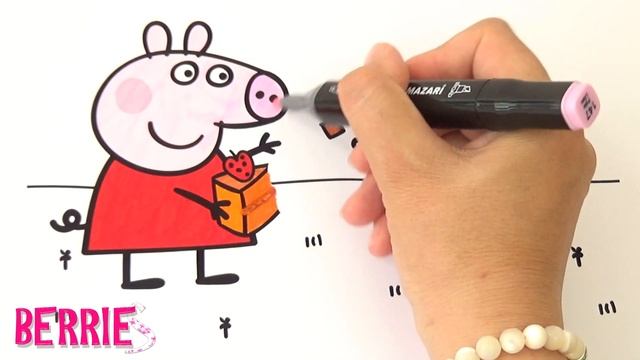 Пеппа кормит уточек - Раскраска Свинка Пеппа для детей | Color&Berries смотреть онлайн