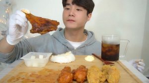 BBQ 황금올리브 닭다리!! 자메이카 통다리!!(후라이드, 양념, 밥, 제로콜라) 먹방 mukbang