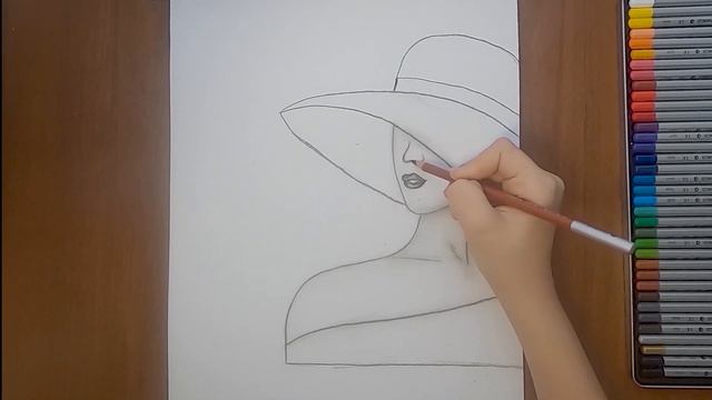 Как нарисовать девушку в шляпе/ Карандашом/ Для начинающих / The girl in the hat. Charcoal drawing. смотреть онлайн