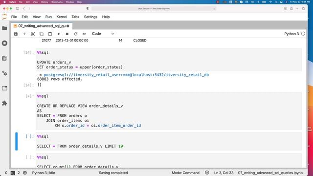 Mastering SQL - Postgresql - Advanced SQL - Overview of Views