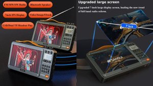 Portable Fm Mw Sw Radio Ultra Large 7Inch Ips Display Radio Bluetooth Speaker