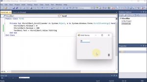 P62 | Display Vertical Scroll Bar (VScrollBar) Value in TextBox and Label | VB.NET
