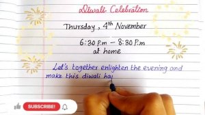 Diwali invitation message | Diwali invitation in English | Happy Diwali #LetsWriteinEnglish