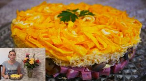 Салат ДЕВЧАТА с яичными блинчиками, ветчиной и грибами Салат на праздник, праздничный стол