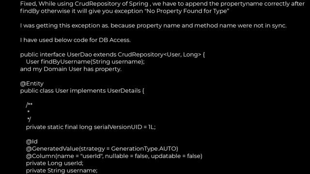 Java :Spring Data JPA - "No Property Found for Type" Exception(5solution) смотреть онлайн