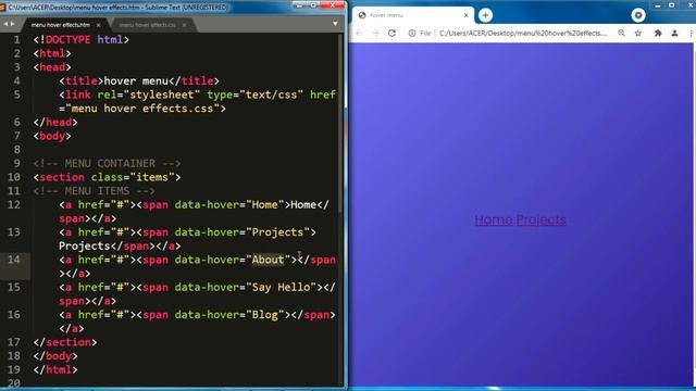 Navigation Menu Bar Hover Effects Using Html & CSS | Menu Hover Effects