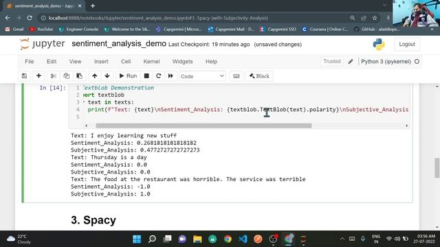 Sentiment Analysis in MAX 6 Lines of Code using Spacy,/Vader/TextBlob (with Subjectivity Analysis) смотреть онлайн