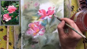 Уроки рисования. Как рисовать акварелью. Акварель. Пишем розы акварелью.